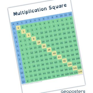 Multiplication Square Poster, Educational Maths Wall Chart